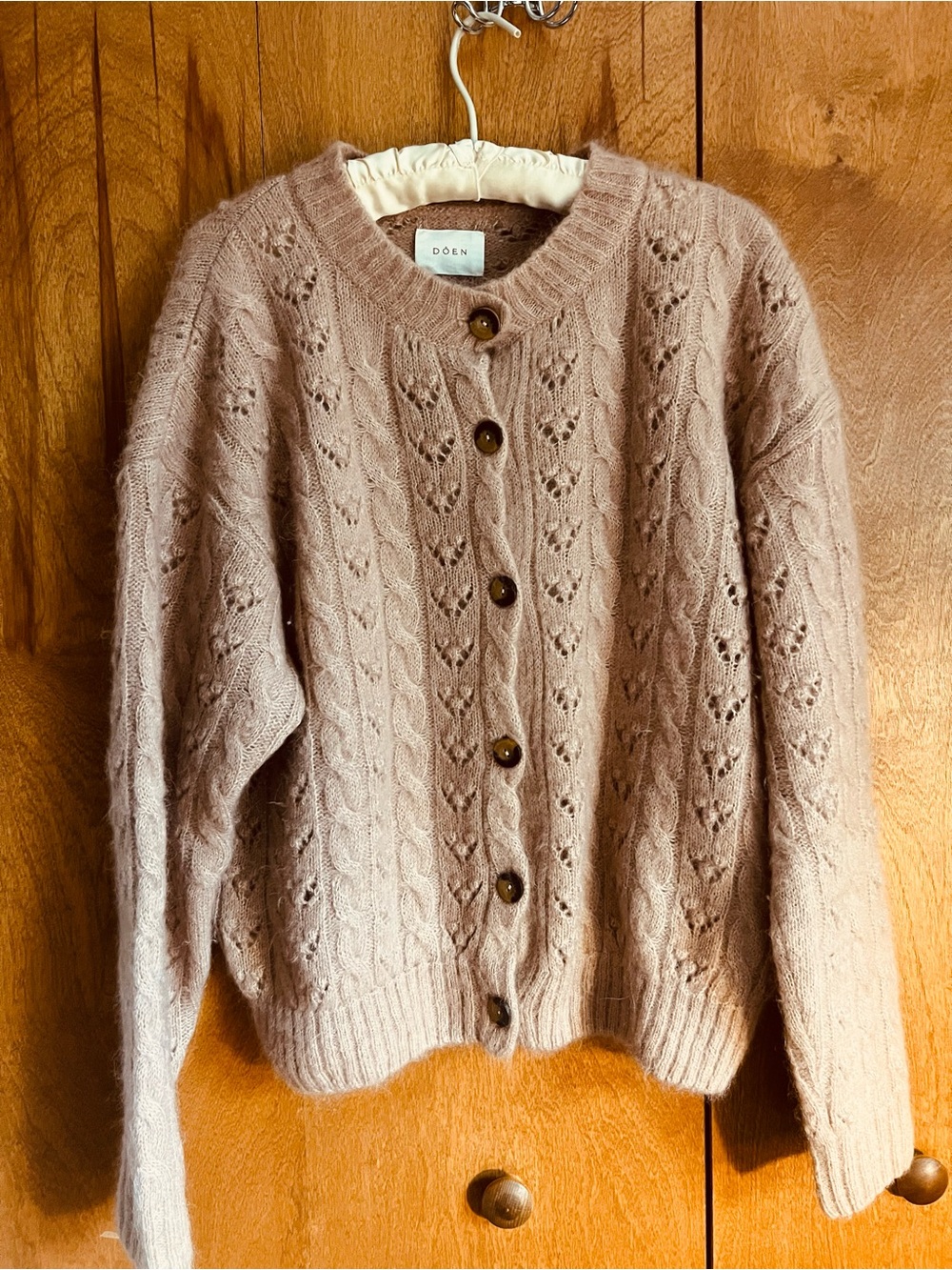 Doen Wool Alder Cardigan Pink Clay Small